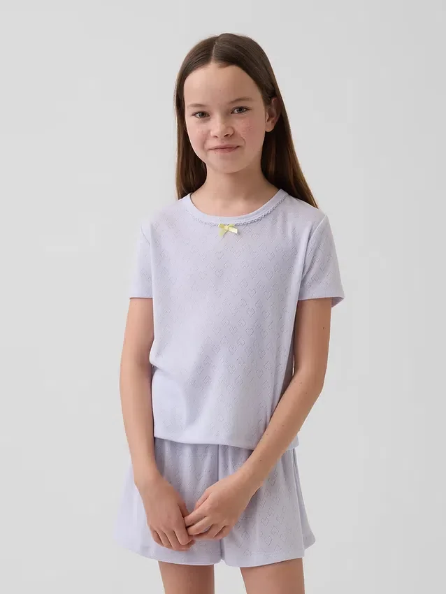 Gerecyclede Pointelle-pyjama-T-shirt voor kinderen