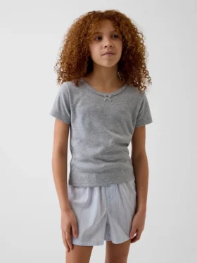 Gerecyclede Pointelle-pyjama-T-shirt voor kinderen