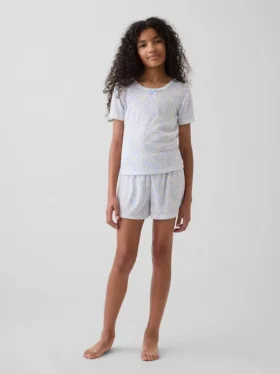 Gerecyclede Pointelle-pyjama-T-shirt voor kinderen