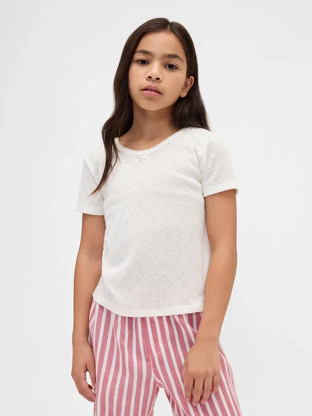 Gerecyclede Pointelle-pyjama-T-shirt voor kinderen