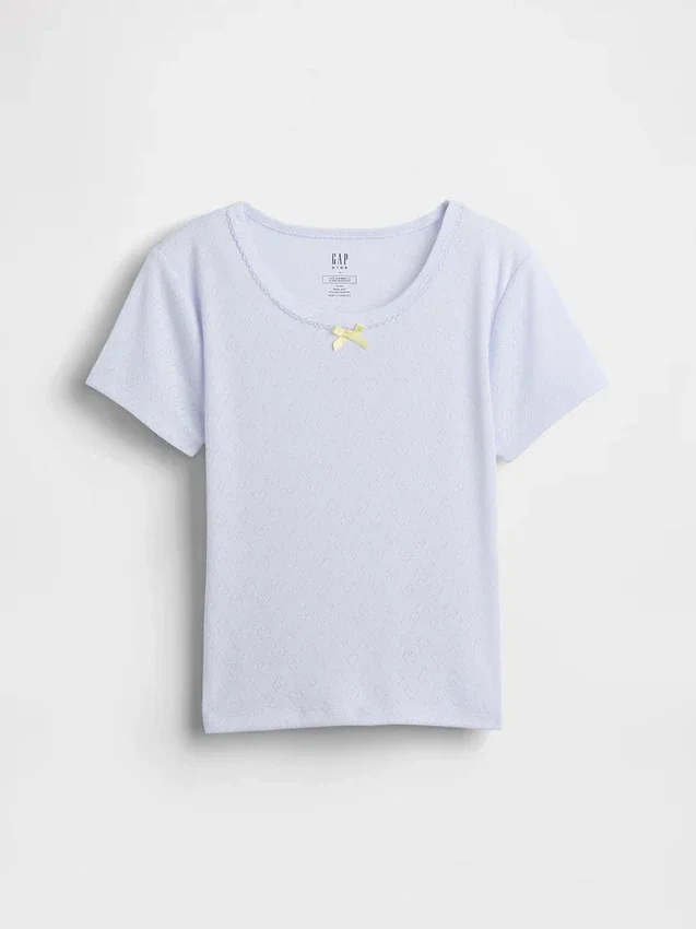 Gerecyclede Pointelle-pyjama-T-shirt voor kinderen