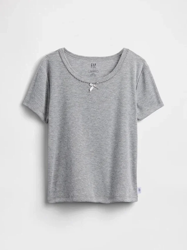 Gerecyclede Pointelle-pyjama-T-shirt voor kinderen
