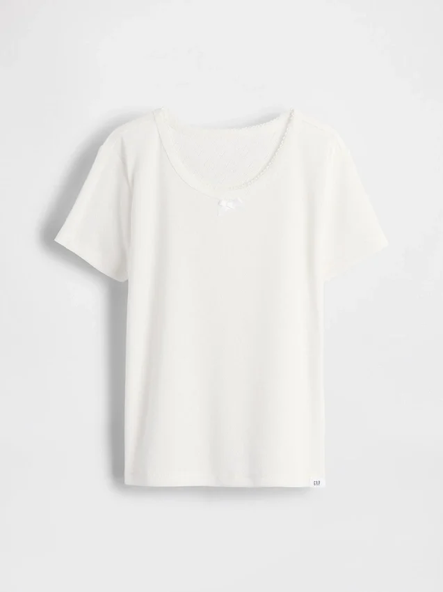 Gerecyclede Pointelle-pyjama-T-shirt voor kinderen