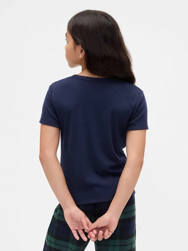 Gerecyclede Pointelle-pyjama-T-shirt voor kinderen