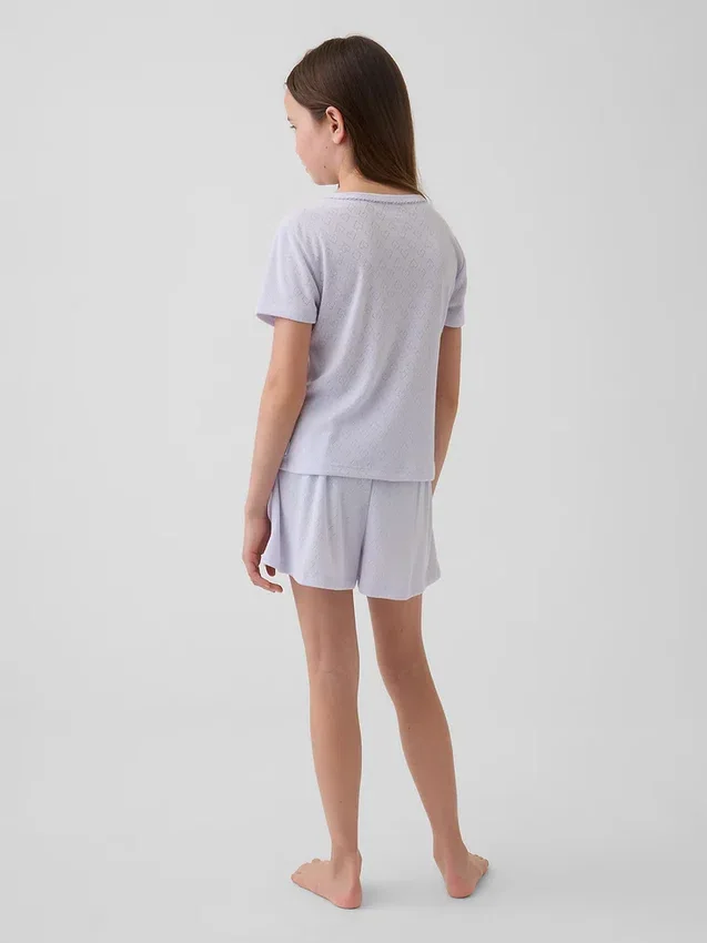 Gerecyclede Pointelle-pyjama-T-shirt voor kinderen
