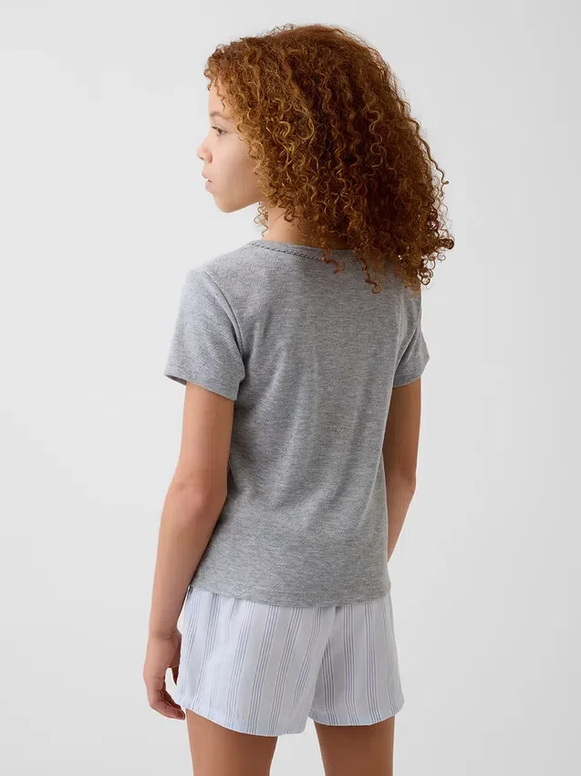 Gerecyclede Pointelle-pyjama-T-shirt voor kinderen