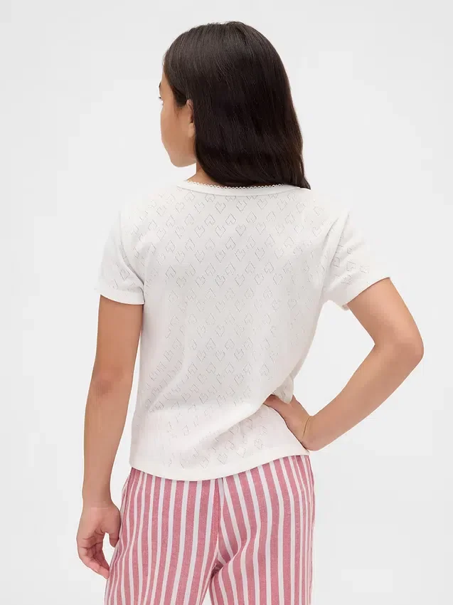 Gerecyclede Pointelle-pyjama-T-shirt voor kinderen