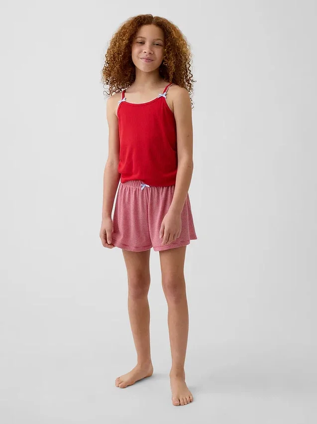 Gerecyclede pyjama-korte broek met ribboord voor kinderen