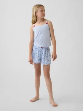 Gerecyclede pyjama-korte broek met ribboord voor kinderen