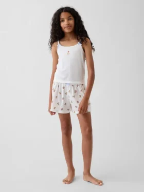 Gerecyclede pyjama-korte broek met ribboord voor kinderen