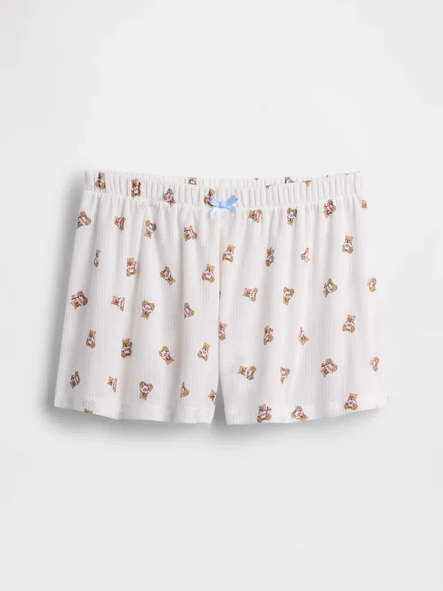 Gerecyclede pyjama-korte broek met ribboord voor kinderen