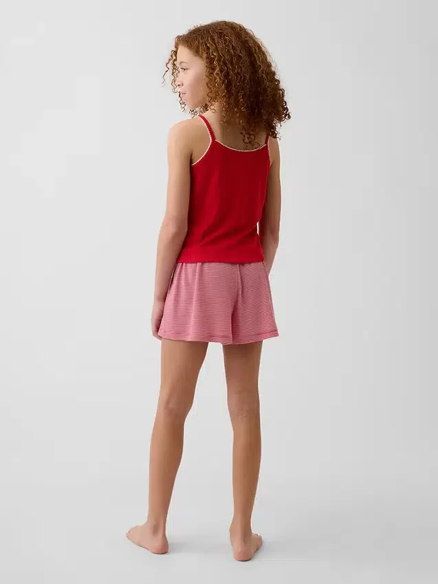 Gerecyclede pyjama-korte broek met ribboord voor kinderen