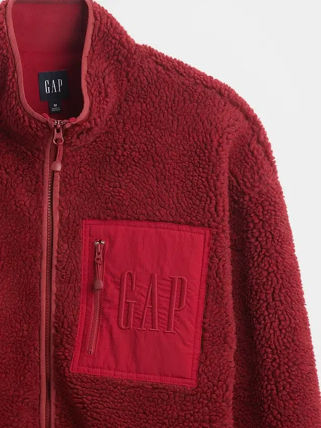 Gerecyclede Sherpa-jas met oversized logo en ritssluiting