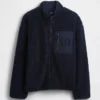 Gerecyclede Sherpa-jas met oversized logo en ritssluiting