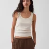 Geribde tanktop met ronde hals