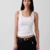 Geribde tanktop met ronde hals
