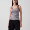 Geribde tanktop met ronde hals