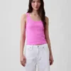 Geribde tanktop met ronde hals