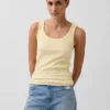 Geribde tanktop met ronde hals