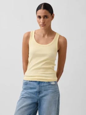Geribde tanktop met ronde hals