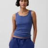 Geribde tanktop met ronde hals
