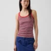 Geribde tanktop met ronde hals