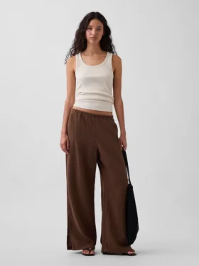 Geribde tanktop met ronde hals