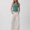Geribde tanktop met ronde hals