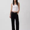 Geribde tanktop met ronde hals