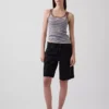 Geribde tanktop met ronde hals