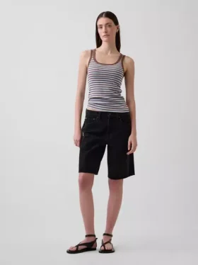 Geribde tanktop met ronde hals
