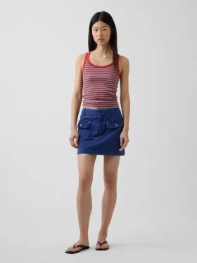 Geribde tanktop met ronde hals