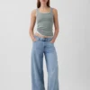 Geribde tanktop met ronde hals