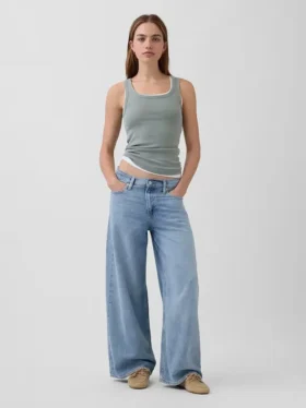 Geribde tanktop met ronde hals