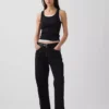 Geribde tanktop met ronde hals