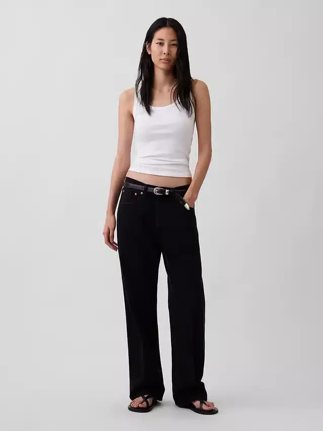 Geribde tanktop met ronde hals