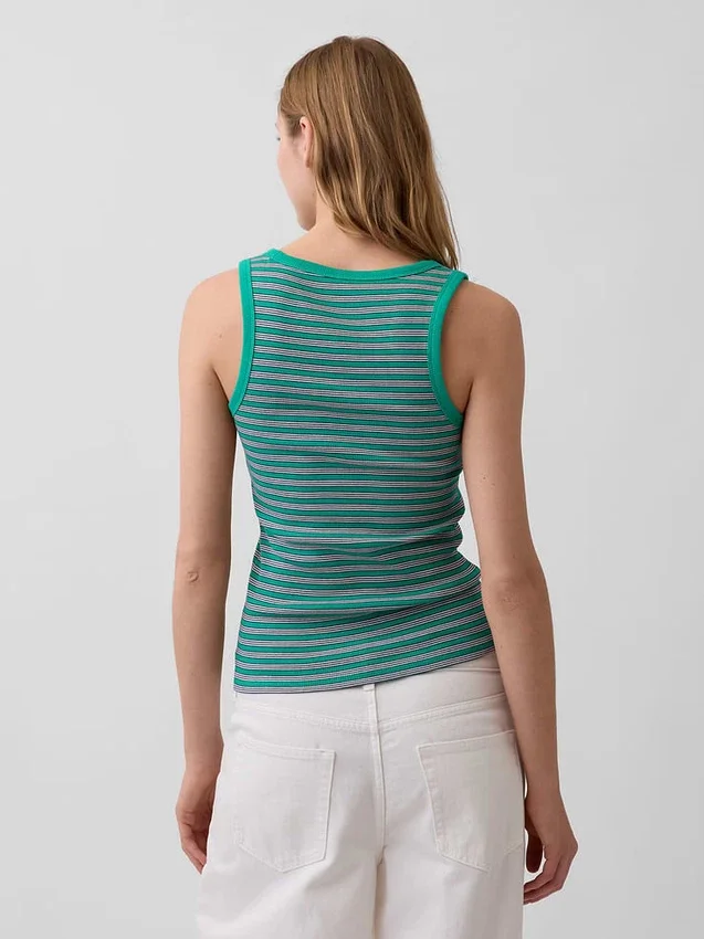Geribde tanktop met ronde hals