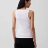 Geribde tanktop met ronde hals