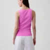 Geribde tanktop met ronde hals