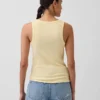 Geribde tanktop met ronde hals