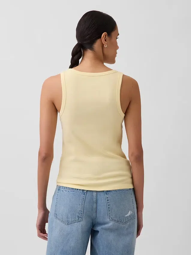 Geribde tanktop met ronde hals