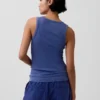 Geribde tanktop met ronde hals
