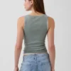 Geribde tanktop met ronde hals