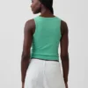 Geribde tanktop met ronde hals