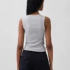 Geribde tanktop met ronde hals
