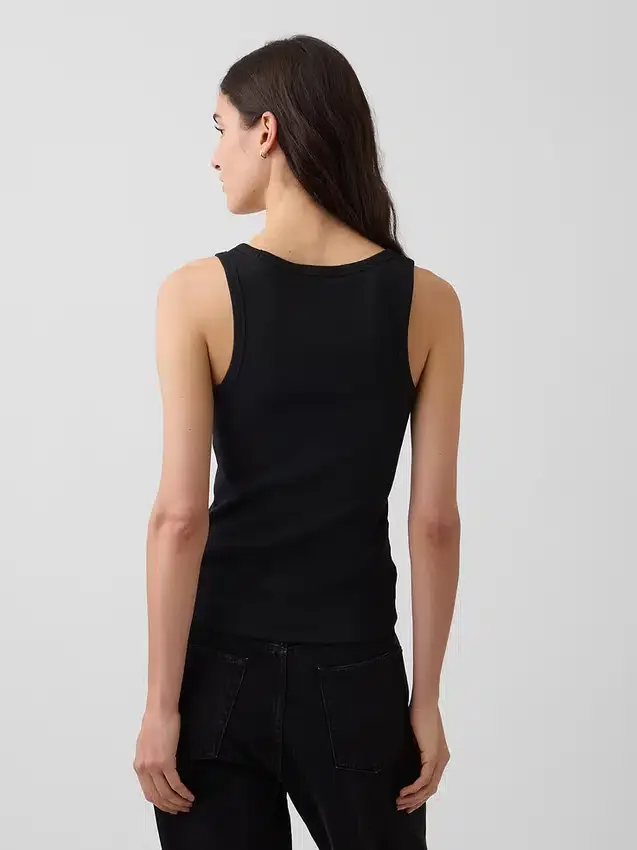 Geribde tanktop met ronde hals