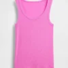 Geribde tanktop met ronde hals