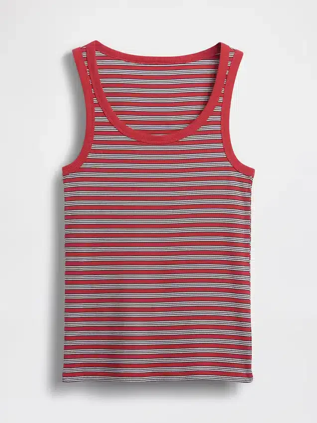 Geribde tanktop met ronde hals