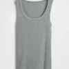 Geribde tanktop met ronde hals
