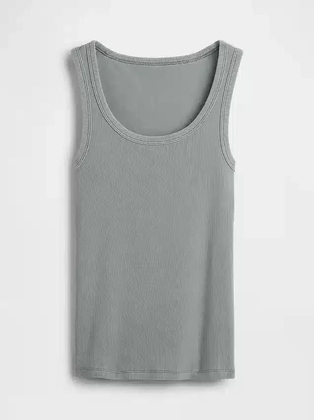 Geribde tanktop met ronde hals